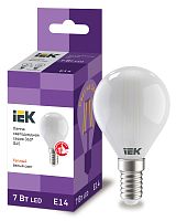 Лампа светодиодная G45 шар матовая 7Вт 230В 4000К E14 серия 360° | код LLF-G45-7-230-40-E14-FR | IEK